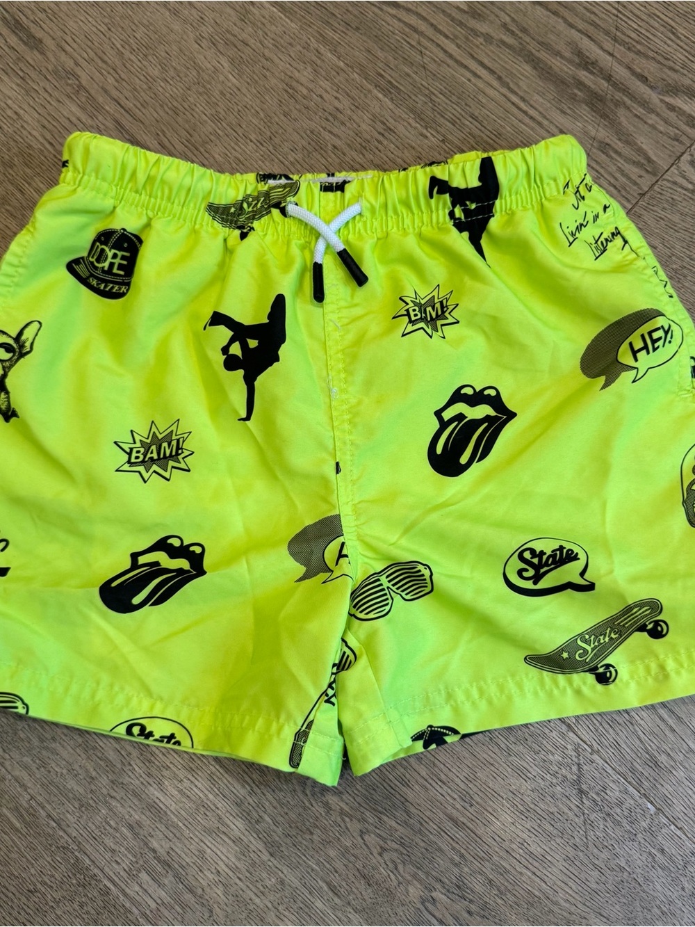 Neon Yellow Graphic boys Swim Shorts